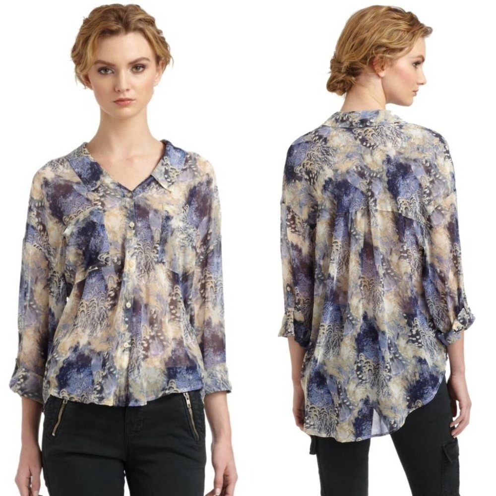 Free People Easy Rider Sheer Chiffon Button Down - Picture 5 of 10